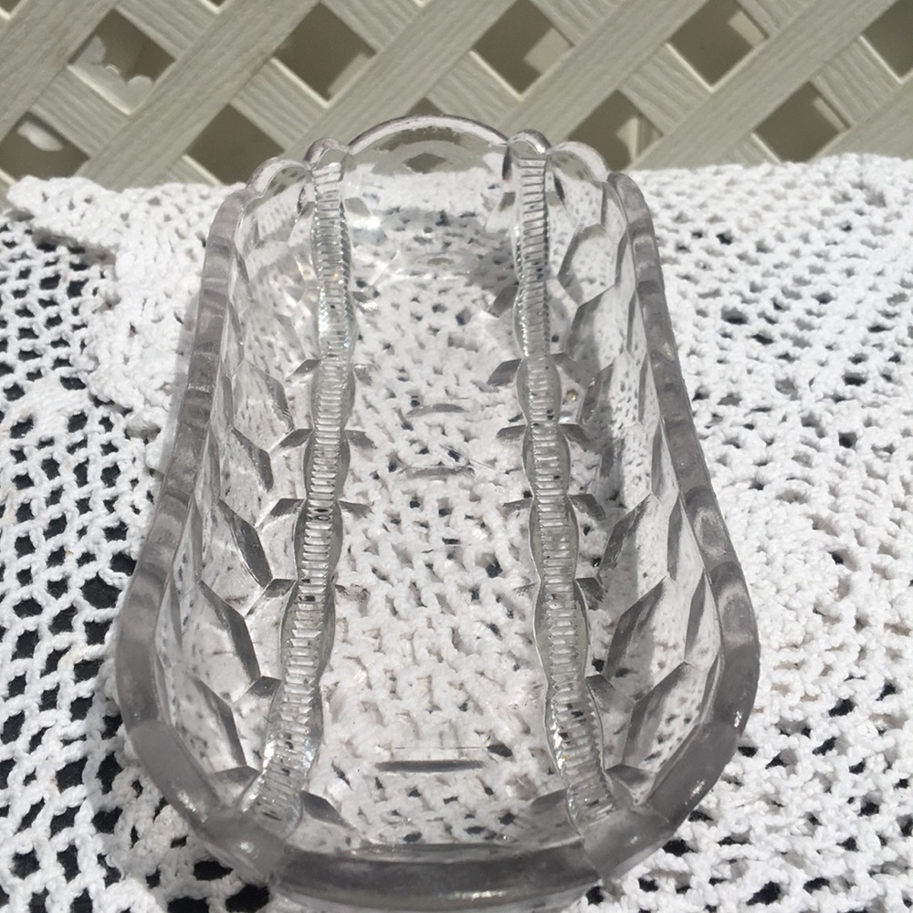 Vintage glass condiment boats. All different